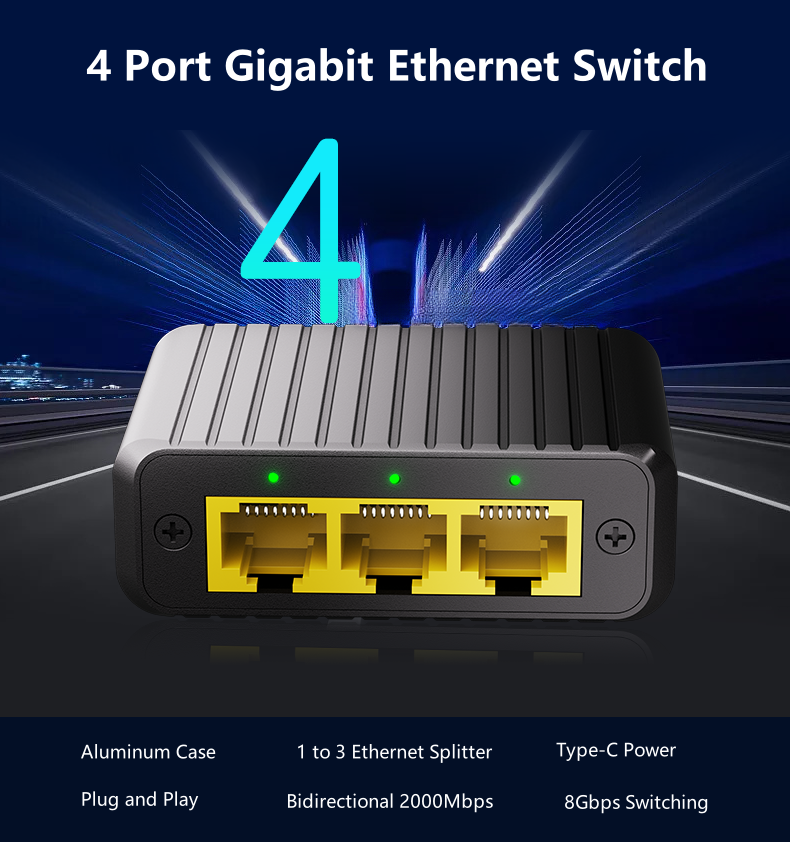 Ethernet Switch 8 Port - 4 Port Gigabit Ethernet Switch ,