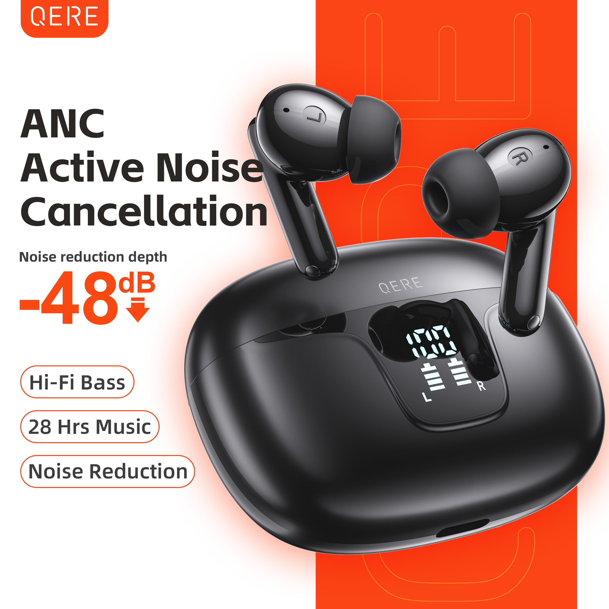 Office Tech Essentials - QERE E60 Wireless Headphones, TWS Bluetooth