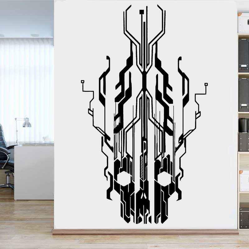 Chip Circuit Tech Skull Vinyl  - Tech Office Wall Decor 리뷰 및 가격