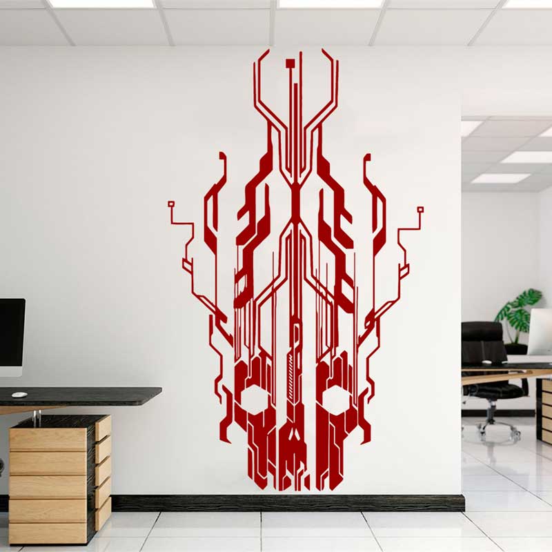Chip Circuit Tech Skull Vinyl  - Tech Office Wall Decor 리뷰 및 가격