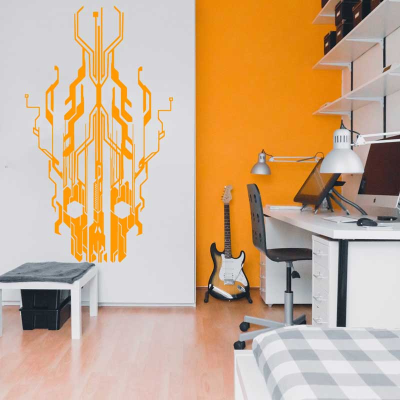 Chip Circuit Tech Skull Vinyl  - Tech Office Wall Decor 리뷰 및 가격