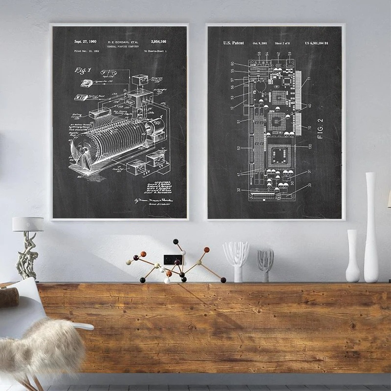 6Pcs Vintage Computer Patent W - Tech Office Wall Decor 리뷰 및 가격