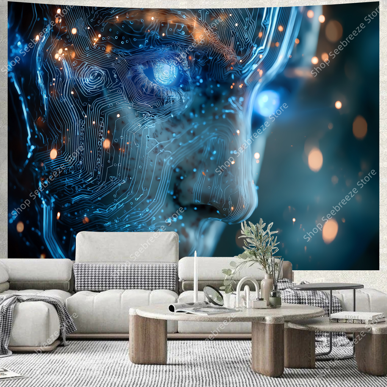 Cyberpunk Circuit Board Tapest - Tech Office Wall Decor 리뷰 및 가격