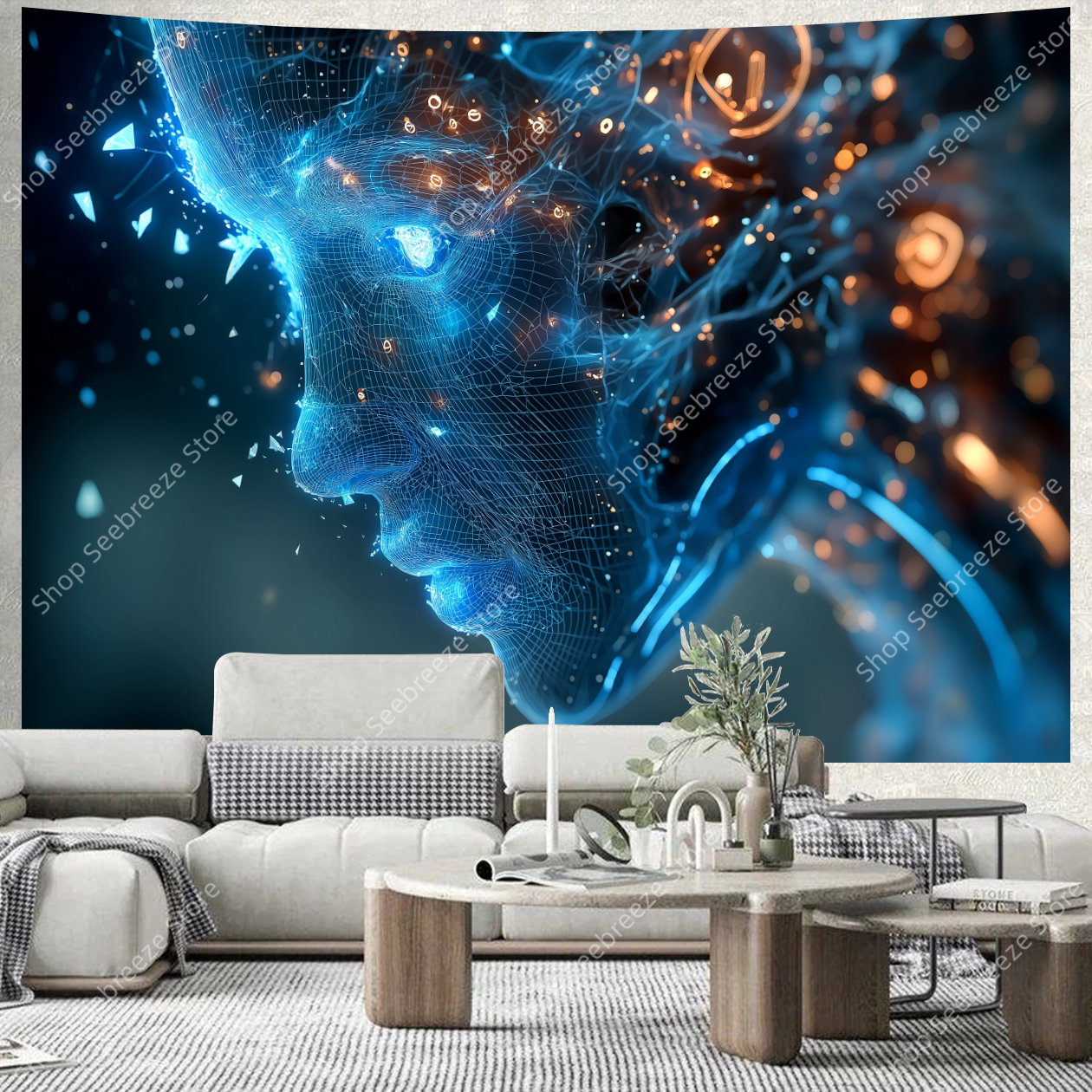 Cyberpunk Circuit Board Tapest - Tech Office Wall Decor 리뷰 및 가격