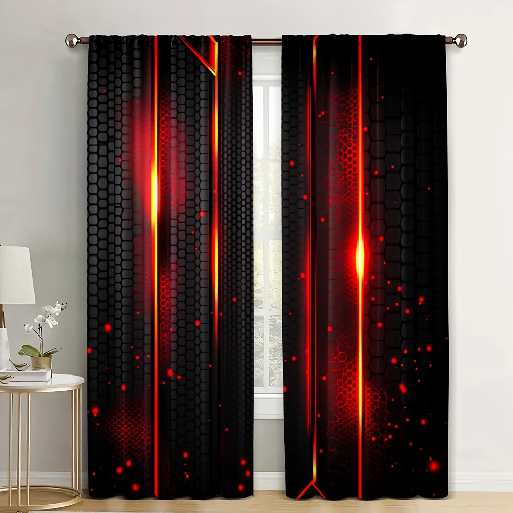 2pcs Lava Curtains Black Red C - Office Tech Room 리뷰 및 가격