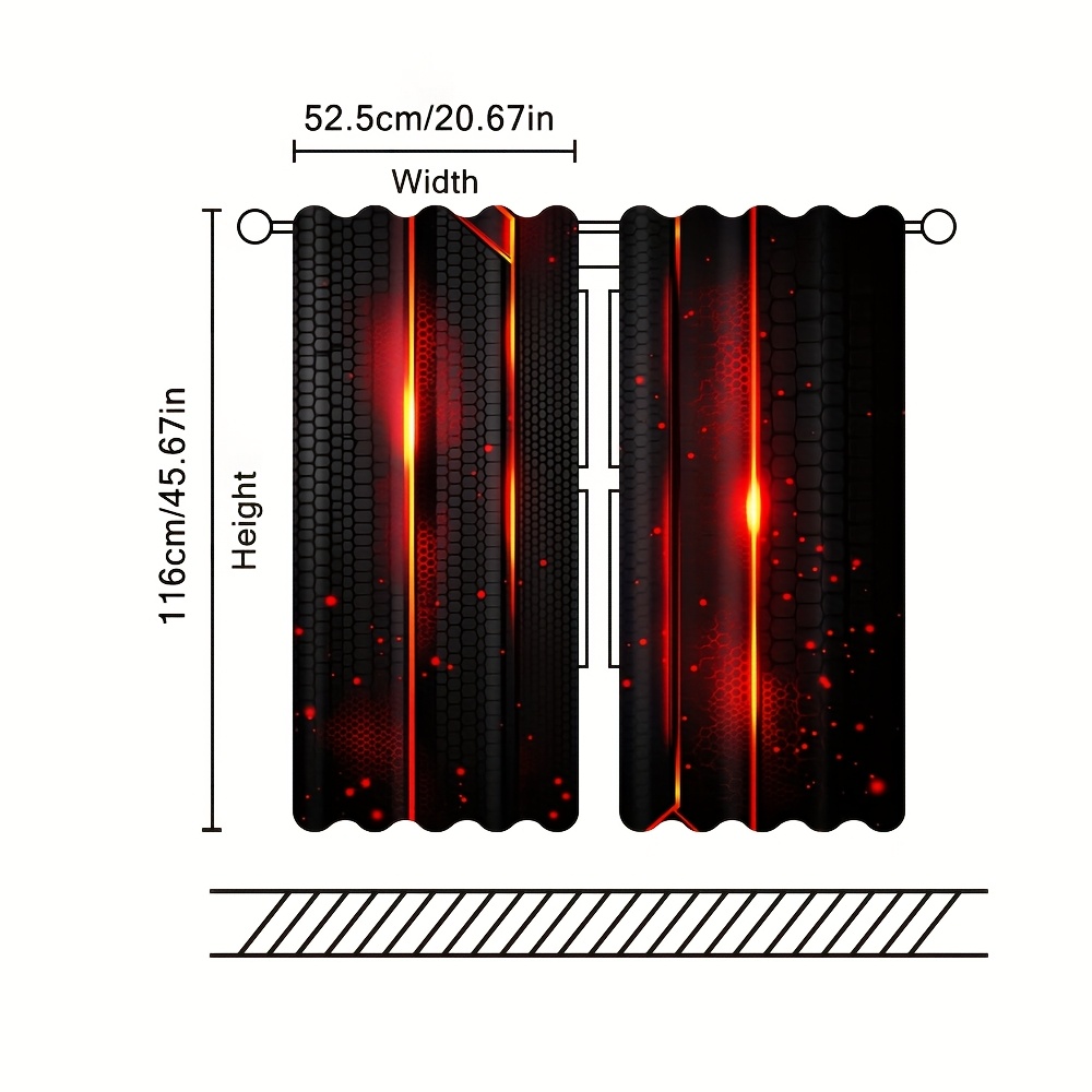 2pcs Lava Curtains Black Red C - Office Tech Room 리뷰 및 가격