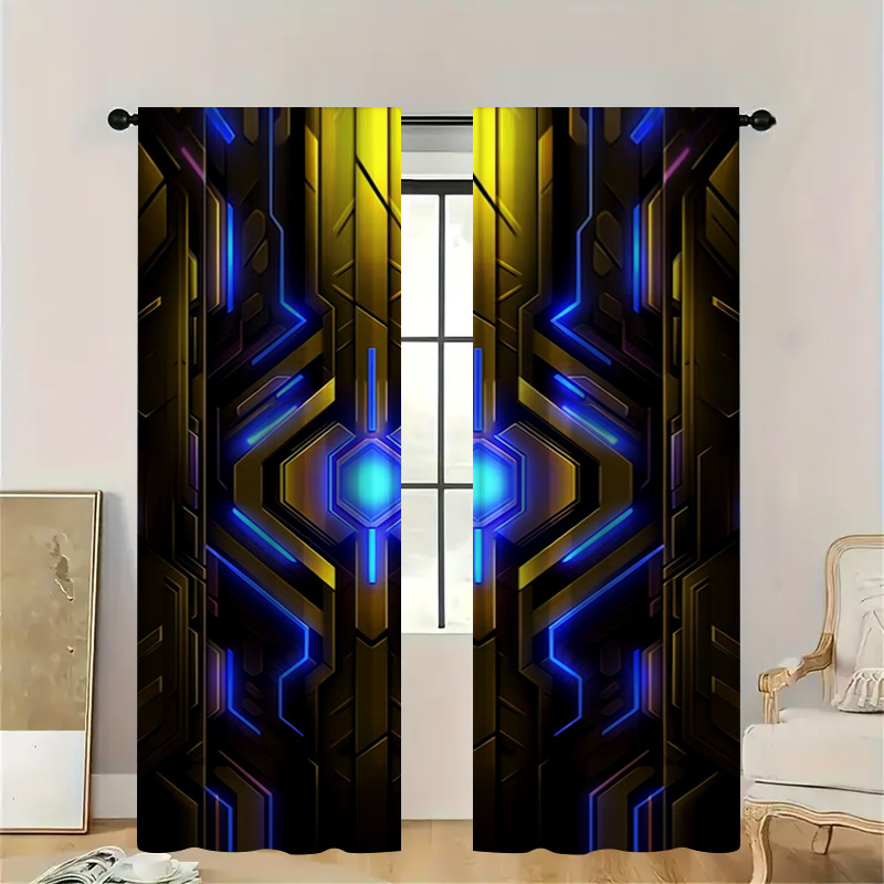 2pcs Geometric Tech Curtains w - Office Tech Room 리뷰 및 가격