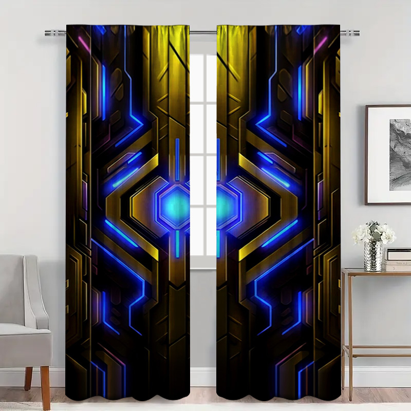 2pcs Geometric Tech Curtains w - Office Tech Room 리뷰 및 가격