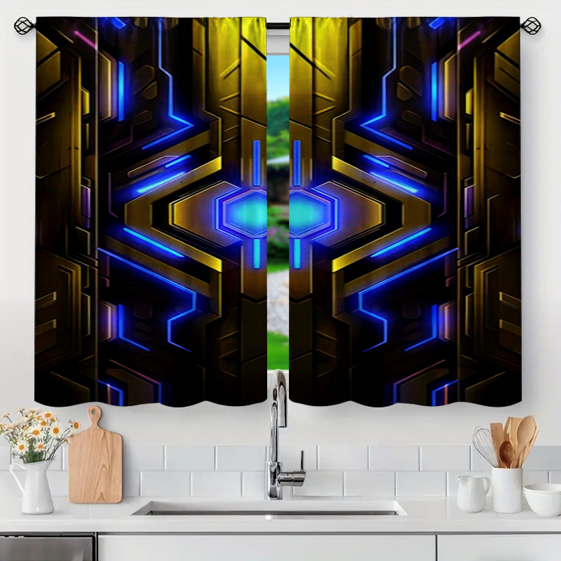 2pcs Geometric Tech Curtains w - Office Tech Room 리뷰 및 가격