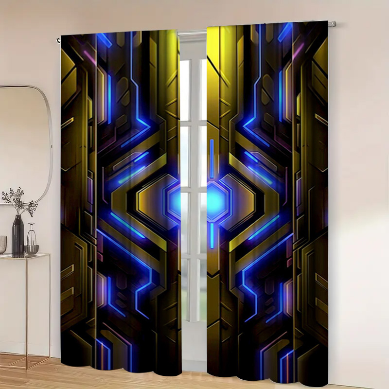 2pcs Geometric Tech Curtains w - Office Tech Room 리뷰 및 가격