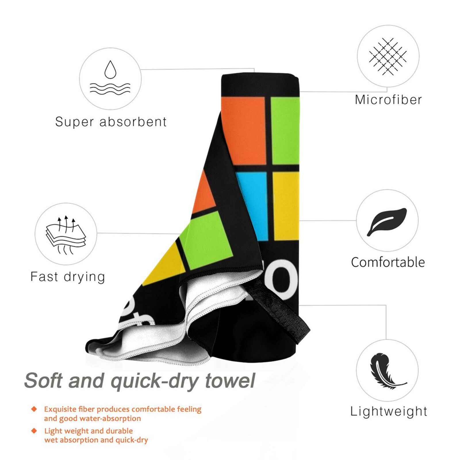 Microsoft Type Bath Towel Beac - Office Tech Logo 리뷰 및 가격