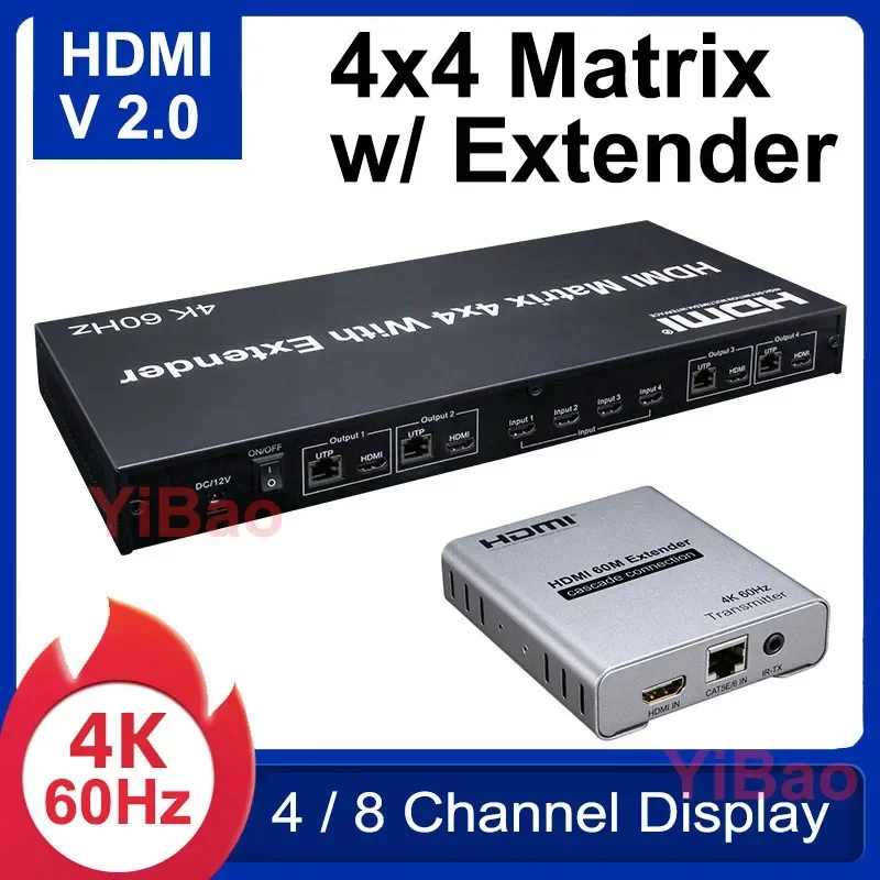 4K 60Hz 4X4 Matrix HDMI2.0 4x4 - Ethernet Switch 8 Port 리뷰 및 가격