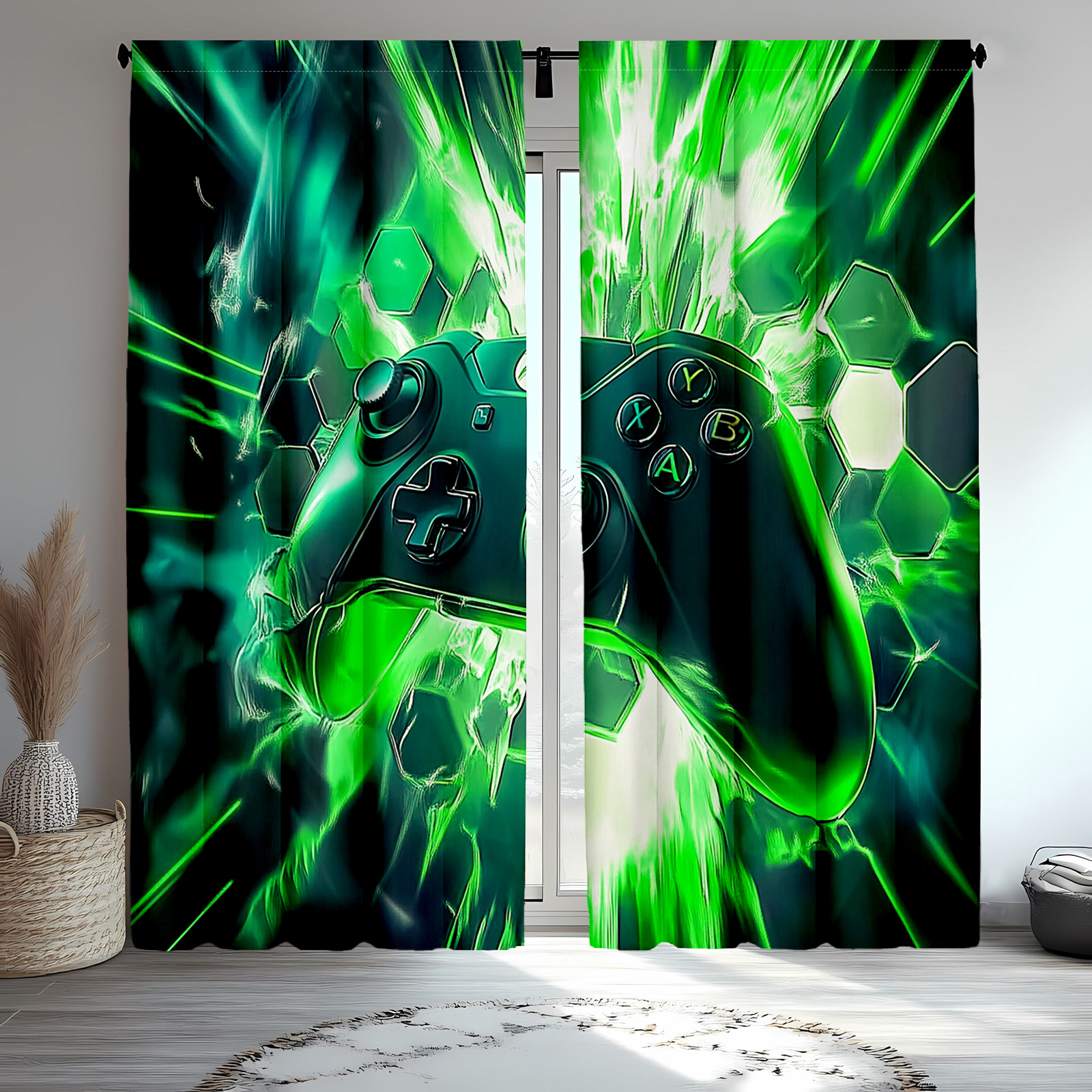 Gaming Controller Curtains Gre - Office Tech Room 리뷰 및 가격