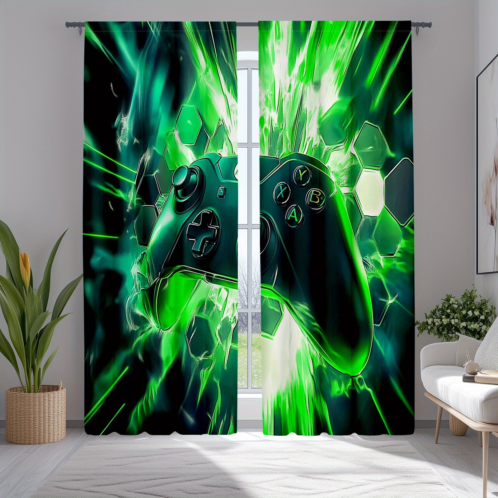 Gaming Controller Curtains Gre - Office Tech Room 리뷰 및 가격