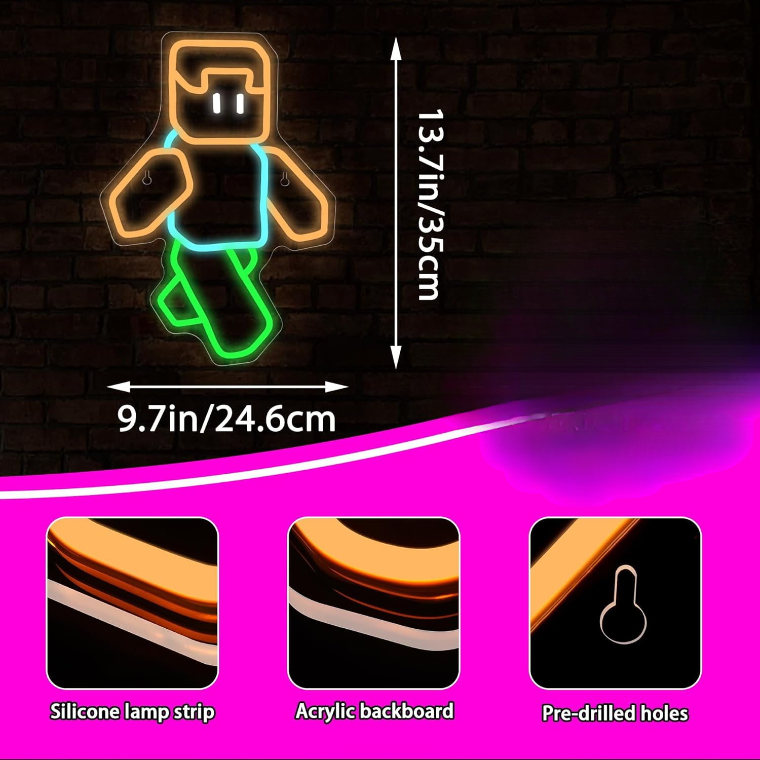 Pixel Art Character Neon Sign  - Tech Office Wall Decor 리뷰 및 가격