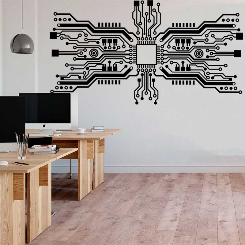Circuit Board Chip Wall Sticke - Tech Office Wall Decor 리뷰 및 가격