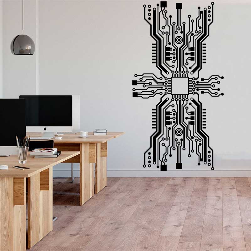 Circuit Board Chip Wall Sticke - Tech Office Wall Decor 리뷰 및 가격